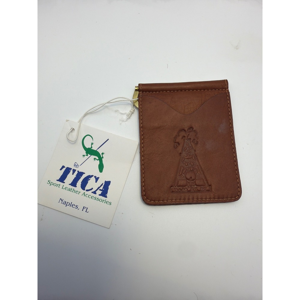 TICA Sport Leather Money Clip Wallet Tulsa OK Oil Derrick Brown Slim Card Holder